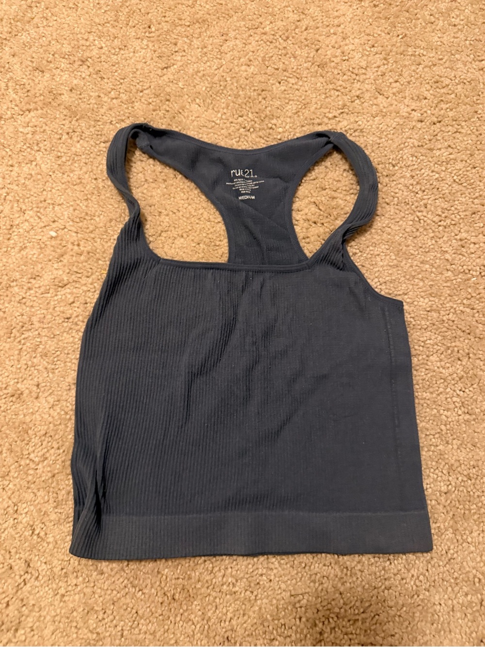 Rue21 Black Ribbed Racerback Crop Tank